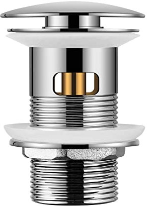 Hapilife [Pop-up bonde Push Button] Bonde de lavabo clic-clac à clapet avec trop-Plein Bonde de lavabo en Laiton chromé