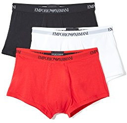 Emporio Armani 3-Pack Boxer Pure Cotton, Boxer, Uomo, Nero (White/Red/Black), S