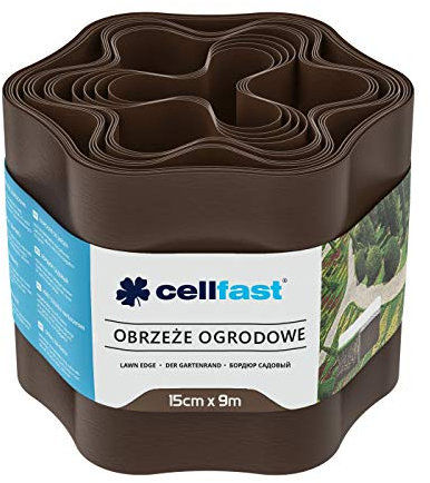 PLASTIC GARDEN GRASS LAWN EDGE FLEXIBLE EDGING BORDER FENCE WALL DRIVEWAY ROLL PATH (Brown, 150mm x 9m)