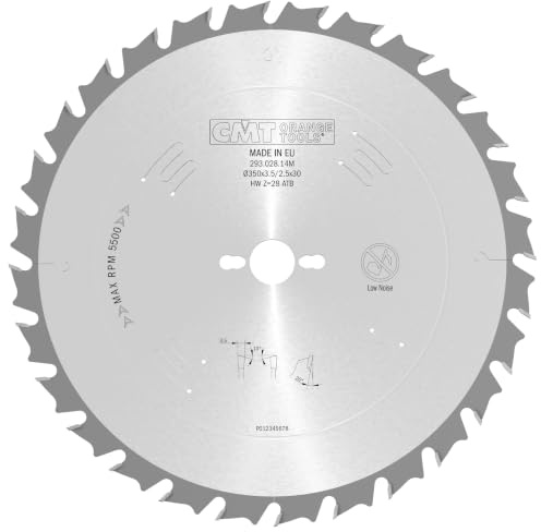 CMT Orange Tools Kreissägeblatt HW 350 x 3,5 / 2,5 x 30 Z28 10° ATB - 293.028.14M - für ausrissfreie Längsschnitte in Holzwerkstoff