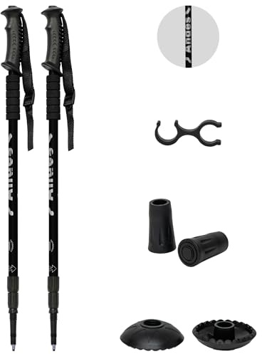 Andes Telescopic Extending Adjustable Antishock Hiking/Walking Poles Black