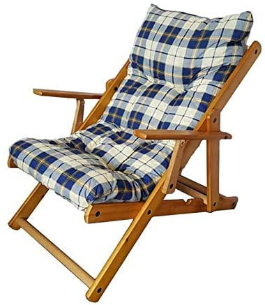 Maslegno - Sillón relax de madera plegable de 100 cm de altura con 3 posiciones y cojín acolchado, ideal para salón, cocina, sala de estar o para completar un conjunto de sofá y sillón