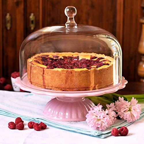 Home of Cake Ib Laursen Tortenplatte Mynte in English Rose mit Glashaube, Ø 29 cm