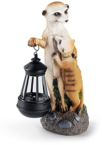 EASYmaxx Solar-LED Erdmännchen-Familie | Handbemalt & kabellos mit automatischem Tageslichtsensor | 8 Std. Leuchtdauer | 30 x 14 x 11 cm