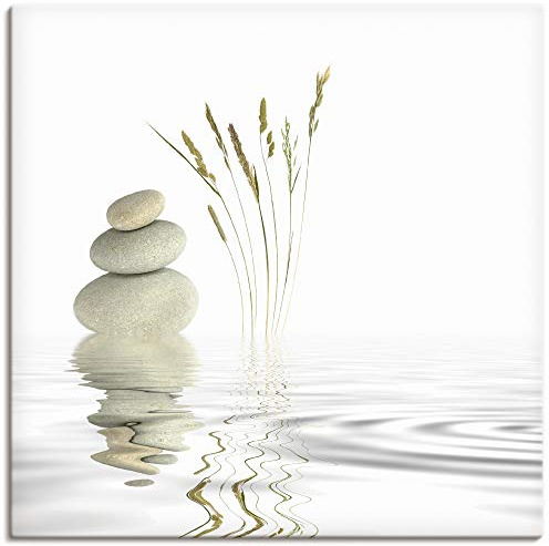 ARTLAND Wanddeko Leinwand Bilder Wandbild 40x40 cm Zen Asien Asiatisch Wellness Spa Entspannung Natur Steine See T5VB