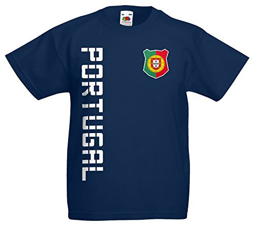 Portugal Kinder-Shirt Name Nummer Trikot EM-2021 Navyblau 152