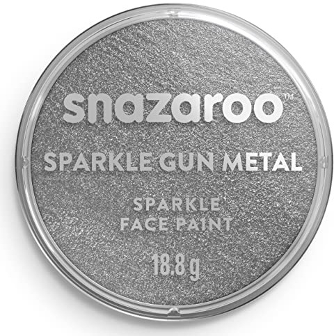 Snazaroo 1118761 Schminkfarbe - Schimmernd Metallgrau, 18ml Topf - hautfreundliche Gesichtschminke auf Wasserbasis, wasservermalbar, parabenfrei, Face & Bodypaint Farbe für Kinder & Erwachsene