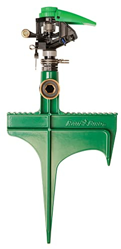 Rain Bird P5RLSP Plastic Impact Hose-End Lawn and Garden Sprinkler on Large Metal Spike, Adjustable 20° - 360° Pattern, 25' - 41' Spray Distance