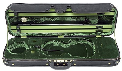 GEWA Violinkoffer Jaeger Prestige, De Luxe Violinkoffer, Made in Germany, Aussen schwarz mit Carbonoptik, Innen grün