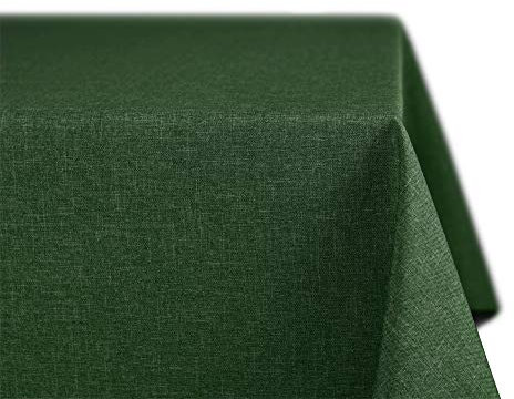 BEAUTEX fleckenabweisende und bügelfreie Tischdecke - Tischtuch mit Lotuseffekt - Tischwäsche in Leinenoptik, Eckig 110x110 cm, Dunkelgrün