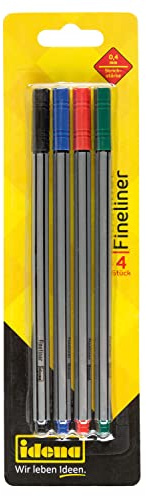 Idena 516186 - Fineliner 4 Stück, Strichstärke 0.4 mm
