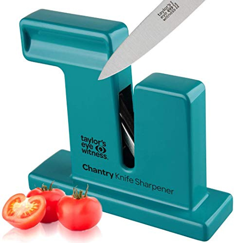 Taylor’s Eye Witness Chantry Knife Sharpener - Teal Manual Kitchen Knife Sharpener. Sharpens Plain or Serrated Knife Blades. Requires No Batteries or Mains Electric Supply. Full Guarantee