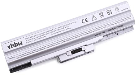 vhbw Akku kompatibel mit Sony Vaio VGN-AW37GYQ, VGN-AW41JF, VGN-AW41JF/H Notebook (4400 mAh, 11,1 V, Li-Ion) - Silber