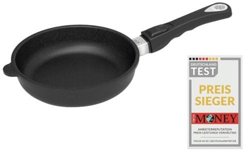 AMT Gastroguss Bratpfanne 20 cm Ø, 5 cm hoch, abnehmbarer Stiel, induktionsgeeignet, Lotan® Antihaft-Veredelung, Gusspfanne (Aluguss), AMZN-I-520-Z20B