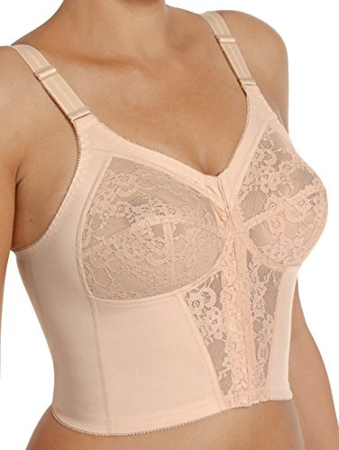 SUSA BH utan bygel, långärmad BH Classics I bygellös BH med feminint utseende genom spetsinsats, halvtransparent BH med 3-delad sydda kupor, skal, 85A