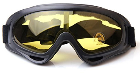 OYMI UV Protection Windproof Dustproof Outdoor Sports Ski Glasses Army Tactical Military Airsoft Goggles Snowmobile Bicycle Motorcycle Football Safety Glasses Protective Goggles (Black, Yellow)