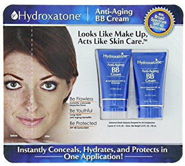Hydroxatone Anti-Aging BB (Beauty Balm) Cream, Universal Shade for ALL Skin Types, SPF 40 (BONUS Pack of 2, 1.5 ounce bottles)