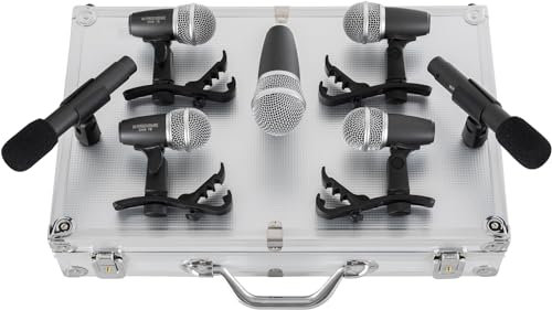 Pronomic DMS-7 Drum Schlagzeugmikrofonset - Drum Mikrofon Set mit 7 Mikrofonen für Bühne und Tonstudio - Recording Microphone für Schlagzeug und Percussion Instrumente - Inkl. Koffer
