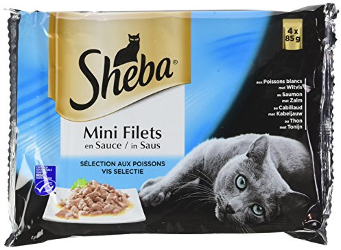 Sheba - Filettini in Salsa per Gatti Adulti, Cibo Umido per Gatti, Selezione al Pesce (52 Confezioni Salva-freschezza da 85 g)