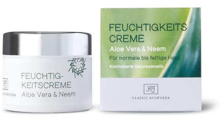 Classic Ayurveda - Bio Feuchtigkeitscreme - Naturkosmetik - 50 ml - Für normale bis fettige Haut mit Aloe Vera und Avocadoöl