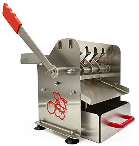 The Sausage Maker - Stainless Steel Deluxe Cherry Pitter - Heavy Duty Multi Pit Removal Tool - 5 at Once Capacity - Includes Catching Container