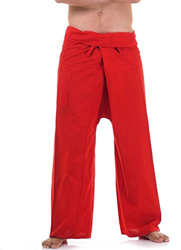 PRINCESS OF ASIA Vegan & Fair - Thai Fisherman Pants Wickelhose Kung Fu Karate Yoga Hose (Einheitsgröße, Rot)