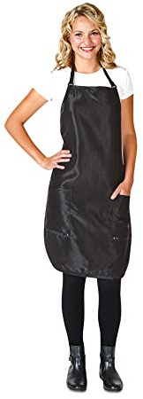 Betty Dain Luminous Salon Stylist Apron, Classic Design, Bottom Zipper Pockets, Adjustable Neck Strap, Lightweight, Water-Resistant Poly Nylon Blend Repels Hair, Easy Care, Black