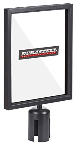 DuraSteel Soporte para carteles, exhibición vertical para papel de 8.5 x 11 pulgadas, marco de letrero de doble cara con cubierta de plexiglás, color negro