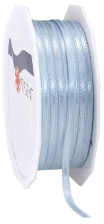 PRÄSENT C.E. Pattberg Satin hellblau, 50 m Satinband zum Einpacken von Geschenken, 3 mm Breite, Geschenkband zum Dekorieren & Basteln, Dekoband, Anlass