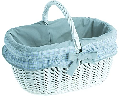 e-wicker24 Alles aus Weide Korg av vide, retro bygelkorg i beige, vintage stil, pilkorg, oval
