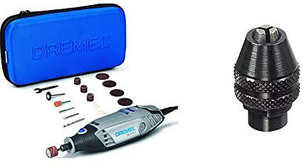 Dremel 3000 Multifunktionswerkzeug (130 Watt, Set mit 15 Zubehörteilen, Variable Drehzahl 10.000-33.000 U/min zum Schneiden, Schleifen, Gravieren, Polieren, Schärfen) & 4486 Bohrfutter