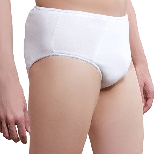 One-Wear Disposable Underwear Men, Cotton Briefs, White (M), 5 Pack