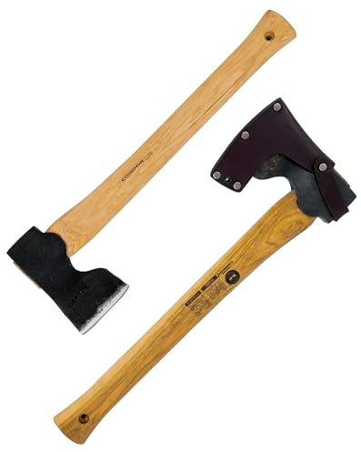 Condor Tool & Knife Woodworker Axe 1.5 Lb W/Leather Sheath - 1060 High-Carbon Steel Camping Axe with American Hickory Handle - Perfect for Camping, Survival, Firewood Splitting & Outdoor Crafting
