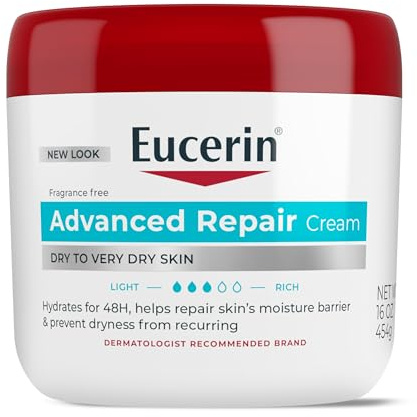 Eucerin Advanced Repair Body Cream for Very Dry Skin, Fragrance Free Daily Body Moisturizer, 16 Oz Jar