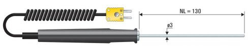 Dimmersionssonde B + B Thermo-Technik 0600 1002-50 bis +1150 °C, Sonde: K ab Werk kalibriert (ohne Zertifikat), 1 Stück