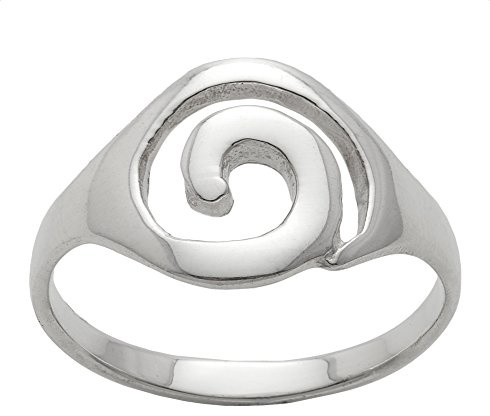 Silverly Anillo Espiral de Plata de Ley para Mujer | Anillo de Sello en Plata 925 | Banda Delgada con Diseño de Espiral Recortado | Elegante Diseño Geométrico Minimalista | Joyería Bohemia Sencilla