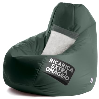 Avalon - Puff Poltrona Sacco XXL Jive Deluxe Sfoderabile, Pouf Sacco di Qualità Sartoriale, Bean Bag per Sedersi Ergonomico, Tessuto Antistrappo Impermeabile, Made in Italy(95x135cm-Verdone)