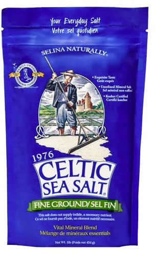 Fine Ground Celtic Sea Salt 16 Ounce Resealable Bag - Great for Cooking, Baking and Pickling - Gluten-Free, Non-GMO Verified, Kosher, Paleo-Friendly