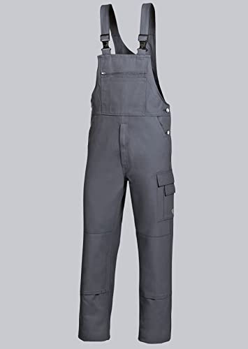 BP Workwear Basic 1482-060-53 Latzhose - Stoffhosenträger mit Gummieinsatz - Taschen für Knieschoner - Reine Baumwolle - Normale Passform - Größe: 56 - Farbe: dunkelgrau