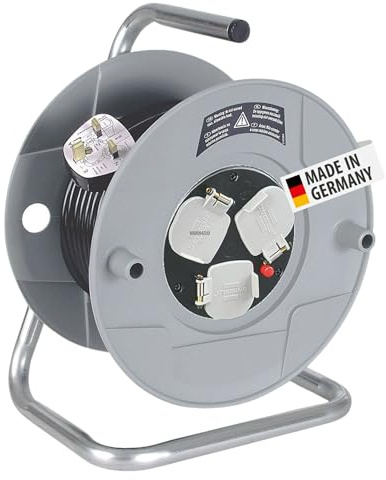 Brennenstuhl 1098253001 AK260 Dreifach-Standard Kabeltrommel mit 25 m Kabel – Schwarz