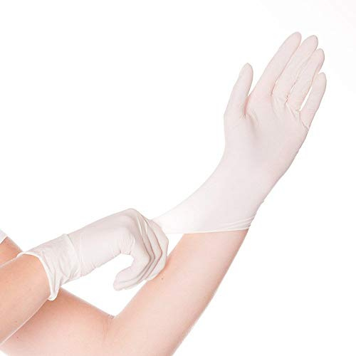 Hygostar Latex Handschuh Sense Niedrige Allergie Niedriges Protein weiss puderfrei,100 Stück Arbeitshandschuh (XL (9-10))