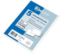 Lemppenau + Rössler 396210 - Busta pieghevole da spedizione, formato B4, 250 mm, 353 mm, con striscia autoadesiva, 130 g/m², confezione da 5 pezzi