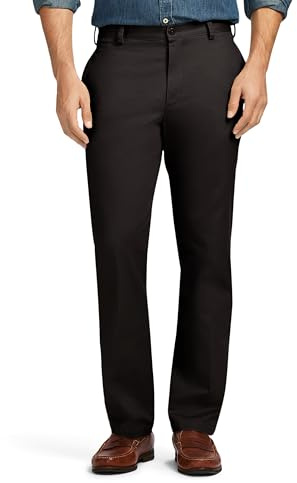 IZOD amerikanska herrchinos med platt framsida och smal passform, Svart, 33W / 34L