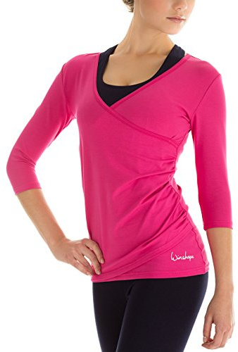 Winshape Dam 3/4 arm skjorta wrap look för fitness yoga pilates fritid Rosa – rosa S