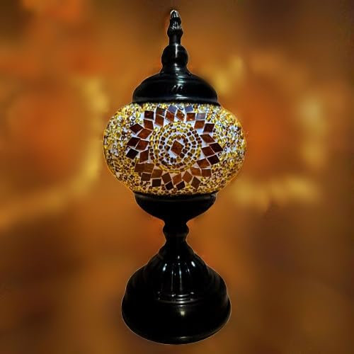 World Home Living Turque/Marocain/Style Tiffany Bureau En Verre Lampe De Table 29cm - arbre_MC16