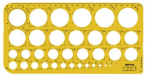 rOtring Kreisschablone | mit Tuschekante | 1 - 36 mm | gelbtransparent