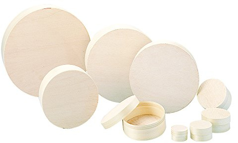 Rayher 62397000 Spandose, with Lid, Round, Diameter 16 cm, Height 6 cm, Chipbox, Natural Wood Chip, Untreated, Wooden Box, Jewellery Box, for Painting and Decorating