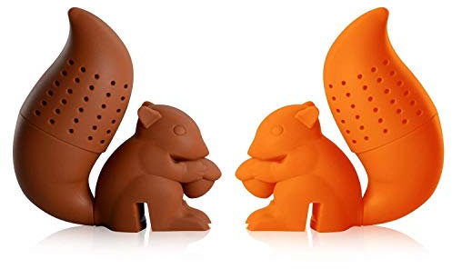 iNeibo Kitchen Squirrel Tea Infuser - Super Cute Silicone Loose Leaf Herbal Tea Strainer Filter Diffuser For Large Cup - Easy To Make Tea