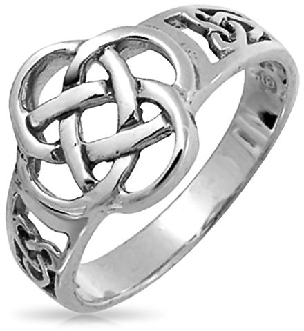 Bague Sceau Personnalisée Unisexe Viking Celtique Ancienne Infini Nœud de Trinité Triquetra pour Femmes en Argent Sterling .925 Oxydé Personnalisable