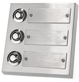 HUBER campanello a pulsante montato in superficie in metallo - con targhetta - pulsante in ottone cromato - campanello porta anteriore